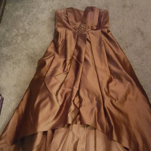 David's Bridal Dresses & Skirts - Cinnamon Brown Sweetheart Hi-Lo Formal Dress
